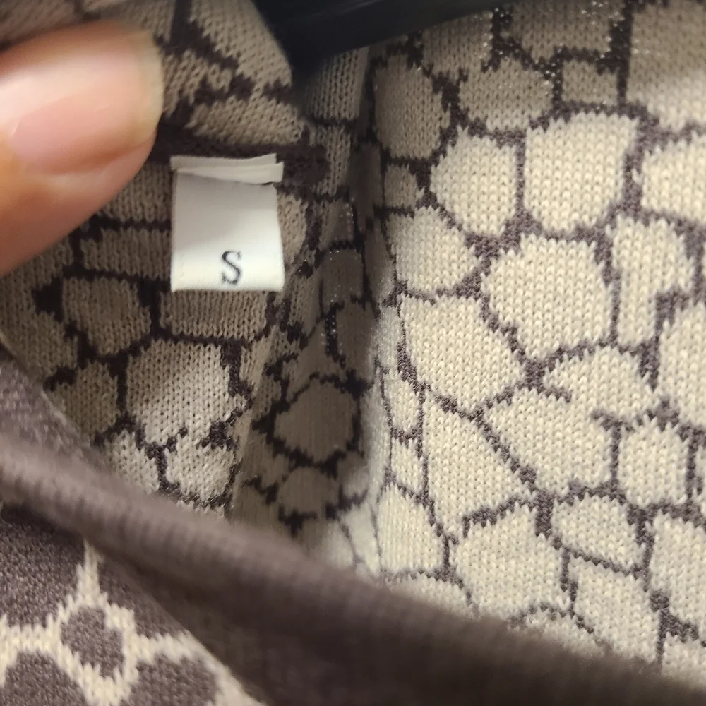 Weekend Max Mara Brown & Beige AnimalPrint Sweater Knit Stretch size S - Picture 4 of 8